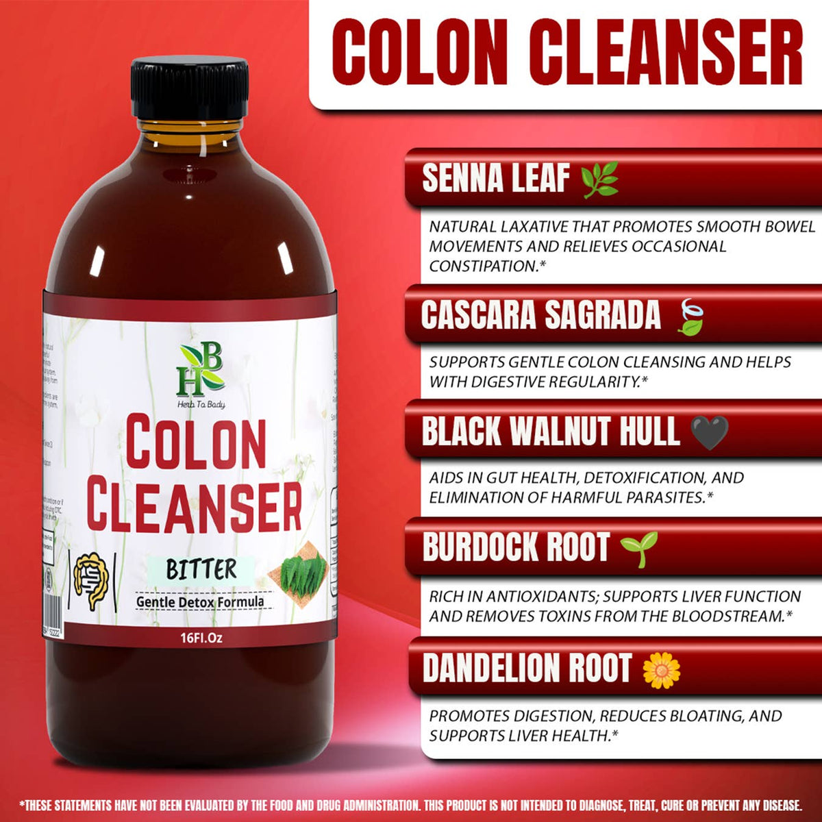 Colon Cleanser Bitter 16oz | Plant Based Digestive Bitter